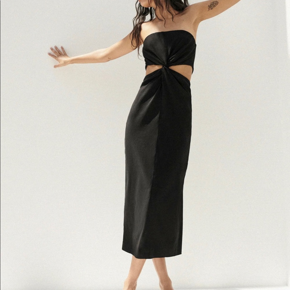 Zara Linen Blend Cut Out Dress M